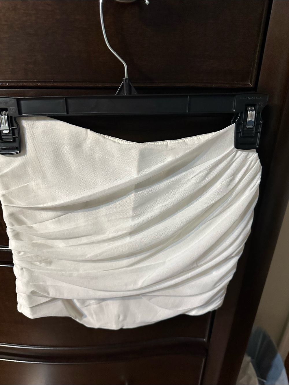 Classic White Ruched Strapless Bustier Top
